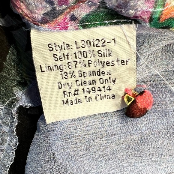 Johnny Was Jade Silk Floral Blouse Peasant Boho Button Tie Front Tunic‎ Top /M - Picture 9 of 9